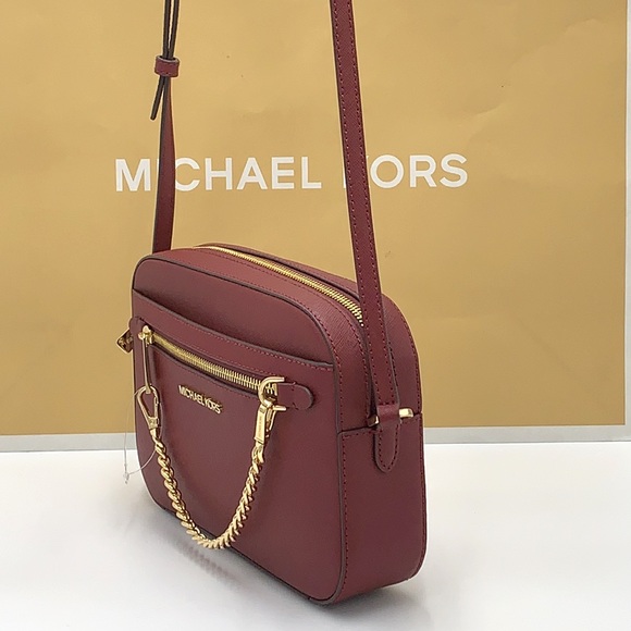MICHAEL KORS 
Large East West  Saffiano Leather Crossbody Bag DARK CHERRY🍒COLOR - Picture 13 of 16